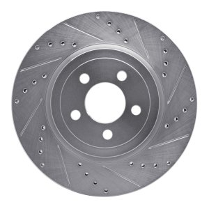 Chrysler 300 Brake Rotor (1) - Front Right - R1 Concepts - Drilled & Slotted - Silver - `05-`23